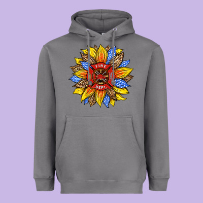 Firefighter Sunflower Heavyweight Hoodie Designed By Hra Design Shop