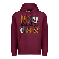 Burgundy pray throthe chaos Premium Hoodie - MaliasSmallBusiness