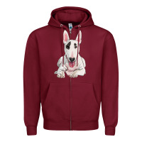 Burgundy bull terrier Zipper Hoodie - RanaPortraitStore
