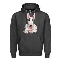 Charcoal Heather bull terrier Zipper Hoodie - RanaPortraitStore