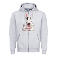 Heather Grey bull terrier Zipper Hoodie - RanaPortraitStore