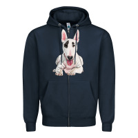 Navy bull terrier Zipper Hoodie - RanaPortraitStore