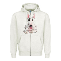 Oatmeal Heather bull terrier Zipper Hoodie - RanaPortraitStore