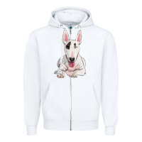White bull terrier Zipper Hoodie - RanaPortraitStore