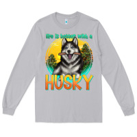 Moon Dust life is better with a husky Long Sleeve Tee - texasbilliewilder