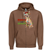 Chestnut merry and bright chihuahua Zipper Hoodie - RanaPortraitStore