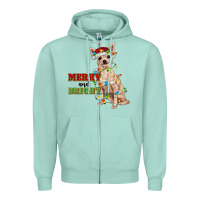 Seafoam merry and bright chihuahua Zipper Hoodie - RanaPortraitStore