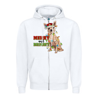 White merry and bright chihuahua Zipper Hoodie - RanaPortraitStore