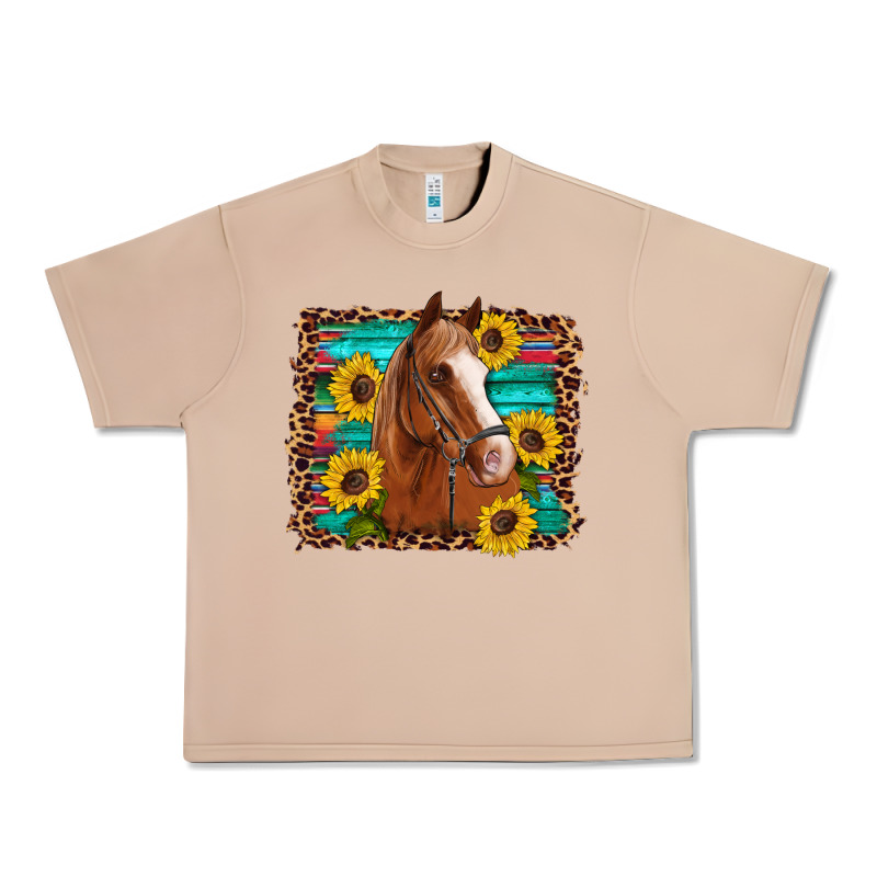 Horse Sunflowers Turquoise Wooden Serape Leopard Urban Heavy Tee by Artiststas | Teevron