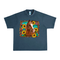 Midnight Navy horse sunflowers turquoise wooden serape leopard Urban Heavy Tee - Artiststas