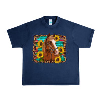 Navy horse sunflowers turquoise wooden serape leopard Urban Heavy Tee - Artiststas