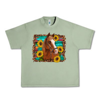 Oil Green horse sunflowers turquoise wooden serape leopard Urban Heavy Tee - Artiststas