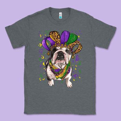 Classic Tee mardi gras hat  english bulldog