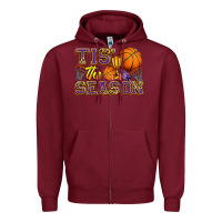 Burgundy tis' the season basketball Zipper Hoodie - Zillion Design Studio