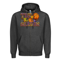 Charcoal Heather tis' the season basketball Zipper Hoodie - Zillion Design Studio