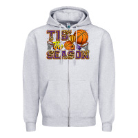 Heather Grey tis' the season basketball Zipper Hoodie - Zillion Design Studio