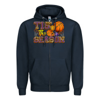 Navy tis' the season basketball Zipper Hoodie - Zillion Design Studio