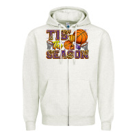 Oatmeal Heather tis' the season basketball Zipper Hoodie - Zillion Design Studio