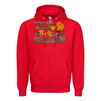 Red tis' the season basketball Zipper Hoodie - Zillion Design Studio