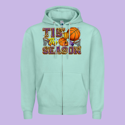 Tis' The Season Basketball Zipper Hoodie Designed By Zillion Design Studio