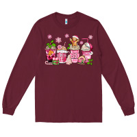 Burgundy pink christmas coffee cups Long Sleeve Tee - Zillion Design Studio