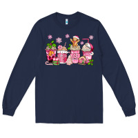 Navy pink christmas coffee cups Long Sleeve Tee - Zillion Design Studio