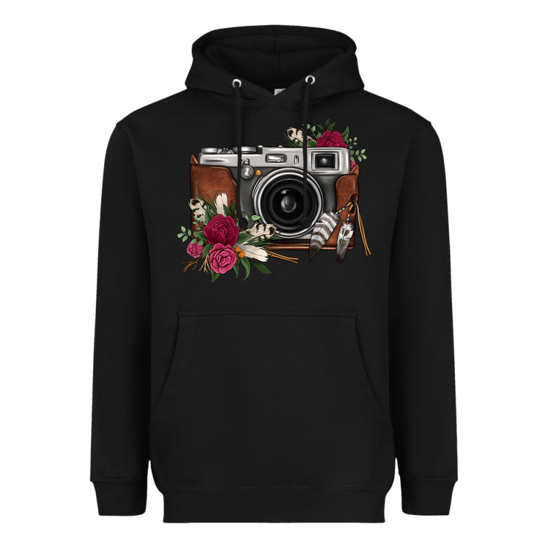 Floral Feather Vintage Camera Heavyweight Hoodie by FaDigitalArtStudio | Teevron