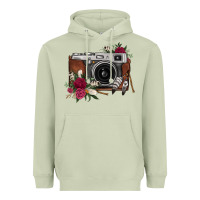 Matcha floral feather vintage camera Heavyweight Hoodie - FaDigitalArtStudio