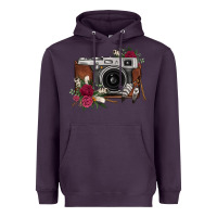 Plum floral feather vintage camera Heavyweight Hoodie - FaDigitalArtStudio