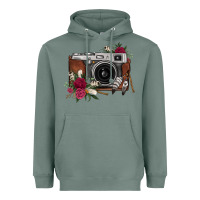 Sage floral feather vintage camera Heavyweight Hoodie - FaDigitalArtStudio