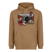 Toasted Coconut floral feather vintage camera Heavyweight Hoodie - FaDigitalArtStudio