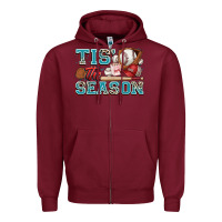 Burgundy tis' the season baseball Zipper Hoodie - Zillion Design Studio