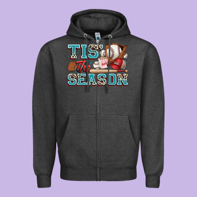 Tis' The Season Baseball Zipper Hoodie Designed By Zillion Design Studio