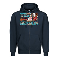 Navy tis' the season baseball Zipper Hoodie - Zillion Design Studio