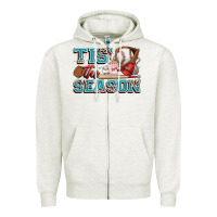 Oatmeal Heather tis' the season baseball Zipper Hoodie - Zillion Design Studio