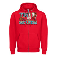 Red tis' the season baseball Zipper Hoodie - Zillion Design Studio