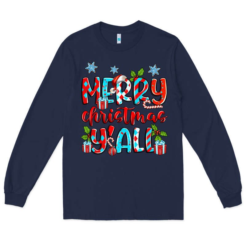 Merry Christmas Y'all Long Sleeve Tee by Zillion Design Studio | Teevron