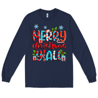 Navy merry christmas y'all Long Sleeve Tee - Zillion Design Studio