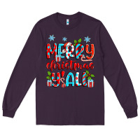 Plum merry christmas y'all Long Sleeve Tee - Zillion Design Studio