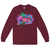 Burgundy halloween boo with cancer ribbon Long Sleeve Tee - AdoDesignShop
