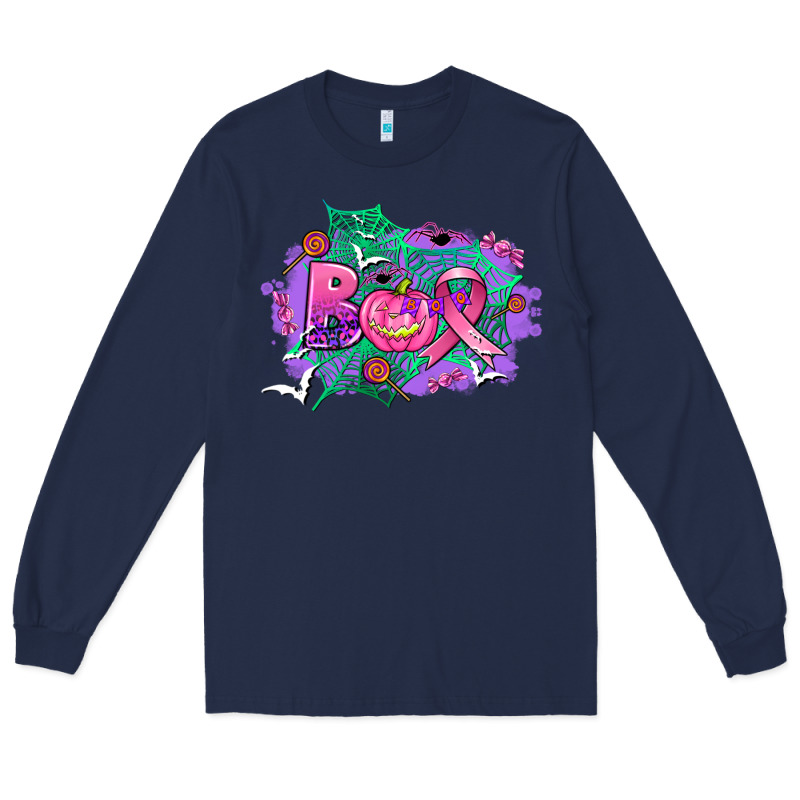 Halloween Boo With Cancer Ribbon Long Sleeve Tee by AdoDesignShop | Teevron