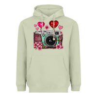 Matcha floral heart pink leopard vintage camera Heavyweight Hoodie - FaDigitalArtStudio