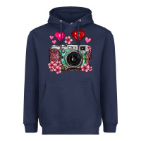 Navy floral heart pink leopard vintage camera Heavyweight Hoodie - FaDigitalArtStudio