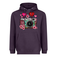 Plum floral heart pink leopard vintage camera Heavyweight Hoodie - FaDigitalArtStudio