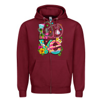 Burgundy love summer nurse Zipper Hoodie - texasbilliewilder