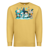 Antique Gold winter snowman coffee cups Premium Sweatshirt - AdoDesignShop