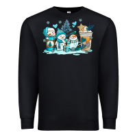 Black winter snowman coffee cups Premium Sweatshirt - AdoDesignShop