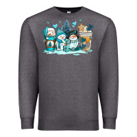 Charcoal Heather winter snowman coffee cups Premium Sweatshirt - AdoDesignShop