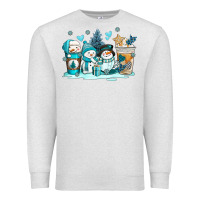 Oatmeal Heather winter snowman coffee cups Premium Sweatshirt - AdoDesignShop
