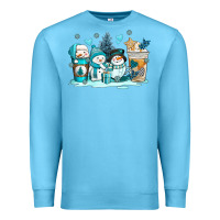Ocean Blue winter snowman coffee cups Premium Sweatshirt - AdoDesignShop